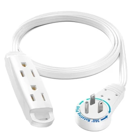 Maximm - Cable de extensión Plano Giratorio de 360 Grados, 3 pies, Cable de alimentación multi3 Tomas, con certificación UL, Color Blanco