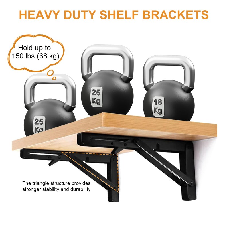 Storystore Folding Shelf Brackets - 16 Inch Heavy Duty Metal