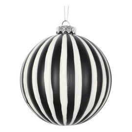 Vickerman 4" White Black Matte Ball Ornament 4/Bag