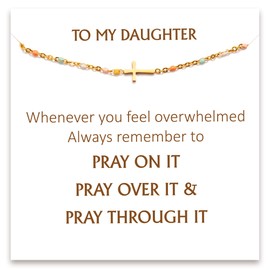 STORYJEWELLERY Story Jewellery Cross Bracelet for Daughter, Cross Bracelets for Women, Religious Christian Pray Faith Bracelet for Daughter, Daughter Gifts from Mom