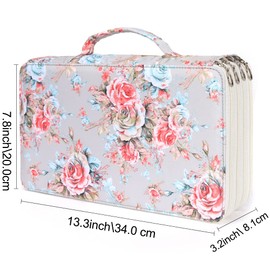 Vomgomfom Colored Pencil Case - Large Capacity Colored Pencil Holder with Zipper Closure Twill Fabric Pencil Case for 300 Colored Pencils or 200 Gel Pen, Pencil Case Organizer for Artist (Gray Rose)