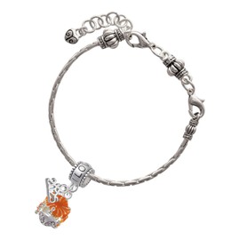 Delight Jewelry Hot Orange Hibiscus Flowers Spinner - I Love You/Love You More Charm Beads (Set of 2)