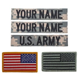 Uniform Accessories Unlimited Inc U.S. Army Name Tape and Reverse Flag Bundle (WITH HOOK FASTENER, ACU)