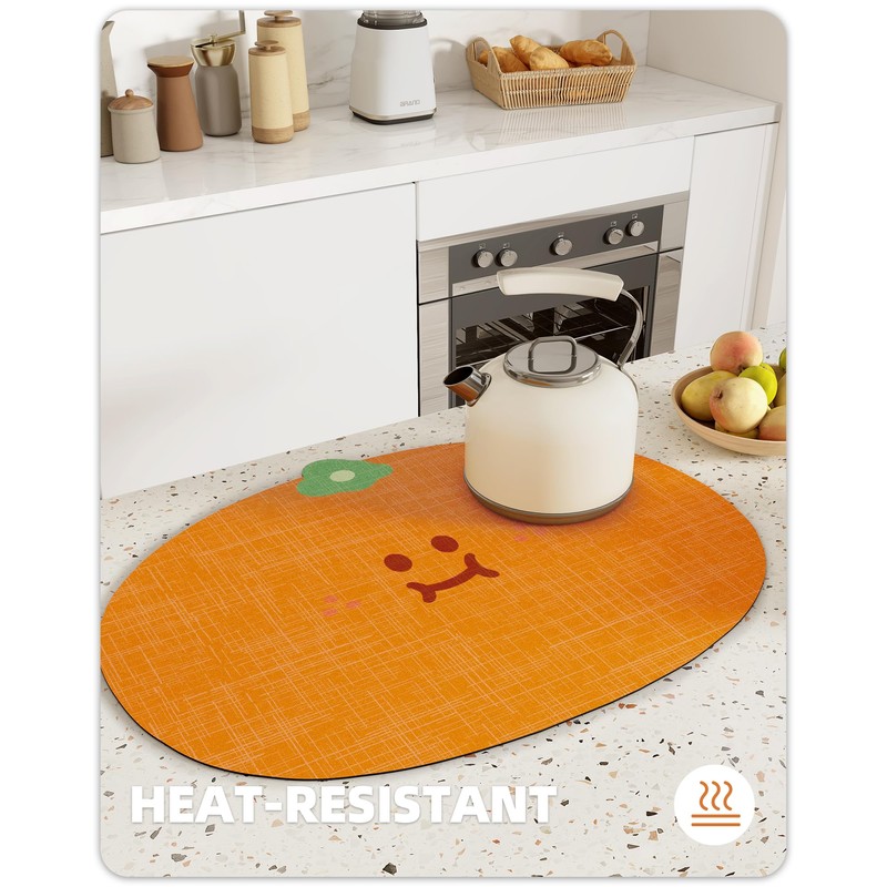 COLOR&GEOMETRY Cute Dish Drying Mat 40x50cm, Non-Slip Coffee Mat, Quick