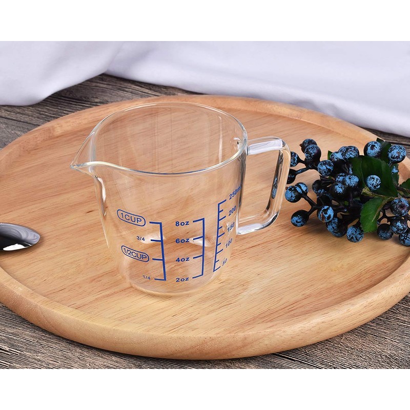 SCSpecial Messbecher Glas 250 ml Messbecher Mehrzweckschale für Flüssigkeit, 1