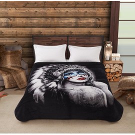 Regal Comfort Queen Size Blanket - Indian Princess - 79" x 86" Medium Weight Faux Fur Blanket for Bed, Couch, Living Room Décor