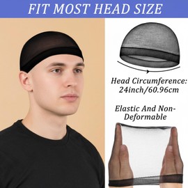 Stocking Wave Cap for Men 40 Pcs Adult Stretchy Nylon Skull Wave Lightweight Beanie Caps Waves Hair Cap for Men Women All Head Sizes Black