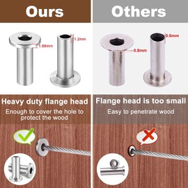 CKE 150 Pack T316 Stainless Steel Protector Sleeves for 1/8" Wire Rope Cable Railing, Marine Grade Protective Sleeves Deck Cable Railing Kit for Wood Posts DIY Balustrade, CR01