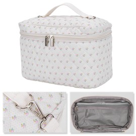 BBIQI Cute Lunch Box For Women Quilted Lunch Bag Aesthetic Floral Lunch Box Insulated Lunch Bag Soft Cooler For Work Travel