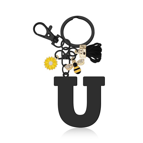 Oubaka Initial Letter Keychain Alloy Alphabet Keyrings, Cute Letter Keyring