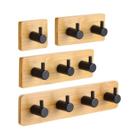 WEJOZEE 4 Pack Wood Wall Hooks, Coat Hooks Wall Mounted Rustic Wooden Hooks, Hanging Bathroom Clothes Hanger Hat & Bag Decorative Hooks Heavy Duty Entryway Wall Hangers Towel Hooks