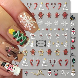 8 Sheet Christmas Snowflake Nail Art Stickers Santa Christmas Tree Nail Decals, Winter Xmas Design Pattern Self-Adhesive Nail Supplies for Acrylic Nail DIY Manicure Accessories for Women