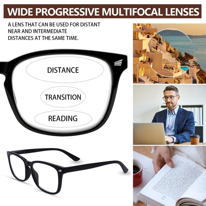 Sumkyle 3 Pack Progressive Multifocus Reading Glasses Blue Light Blocking