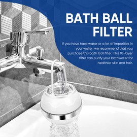 Bath Ball Filter - 10 Stages Bathtub Water Filter - Shower Filter Reduces Contaminants for Softer, Smoother Skin - BPA Free - 2,500 Gallons of Filtration