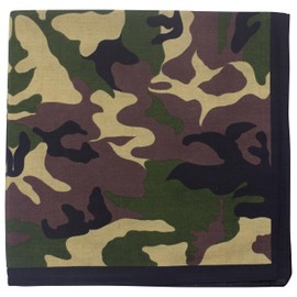fashionchimp Bandana, 100% Cotton, Premium Quality, Nicki Neckerchief for Men and Women, 50 x 50 cm, Woodland-camo-dark