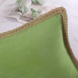 Phantoscope Farmhouse Christmas Decorative Throw Pillow Cover Burlap Linen Trimmed Tailored Edges Outdoor Xmas Pillow Green 12 x 20 Inches, 30 x 50 cm