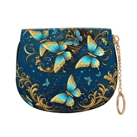 GFEWYTJYJ RFID Credit Card Holder Wallet for Women, Small Leather Card Case with Zipper Keychain, Slim Accordion Card Organizer for Cash Coins ID Business Cards,Beautiful Butterflies