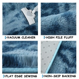 YUFANUHO Ultra Soft Plush Fluffy Blue Area Rug - 5x7 Feet Shag Tie-Dye Rug for Living Room, Kids Room, Home Decor Fuzzy Rug (Tie-Dye)