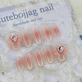 Nude Cheek Handmade Nail Tips - Coffin Egg / 누디 치크 수제네일팁 - 코핀에그