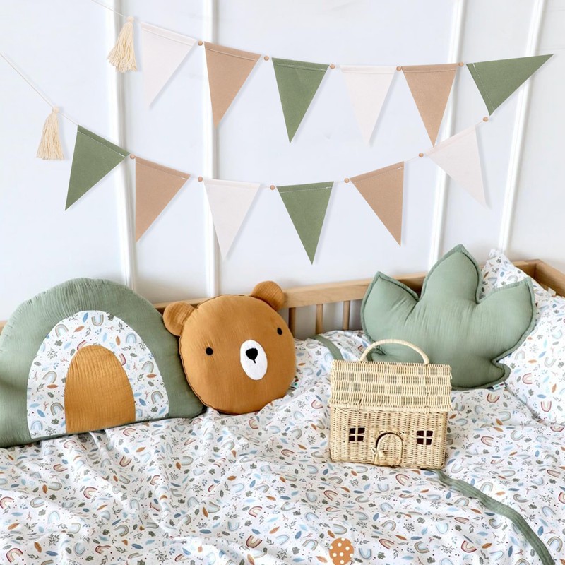 Sage Green Beige and Baby Bunting - Kids Bedroom Decorations,