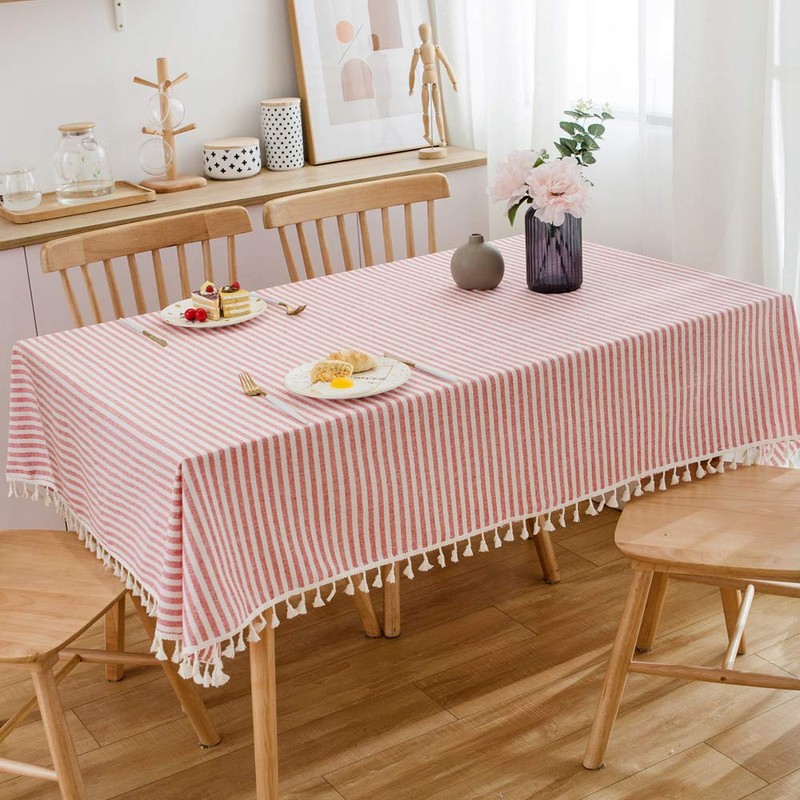 Plenmor Linen Tablecloth Cotton, Linen Look Tablecloth Washable Table Cloth