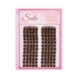 →SULV Color Brown Flase Eyelash Wave Shaped Eyelash Clusters Thickness 0.07mm Soft and Lightweight Eyelash Extensions Dramatic Lashes Individual False Eyelash D Curl Eye Lash (Brown, 10mm)