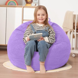HABUTWAY 2FT Bean Bag Chair,Giant Bean Bag Chairs for Teens Adults,Big Bean Bags with Memory Foam Filled, Large Beanbag Chairs with Soft Corduroy Cover-Purple