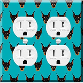 Double Duplex Outlet Cover Wall Plate - Doberman Pinscher Dog