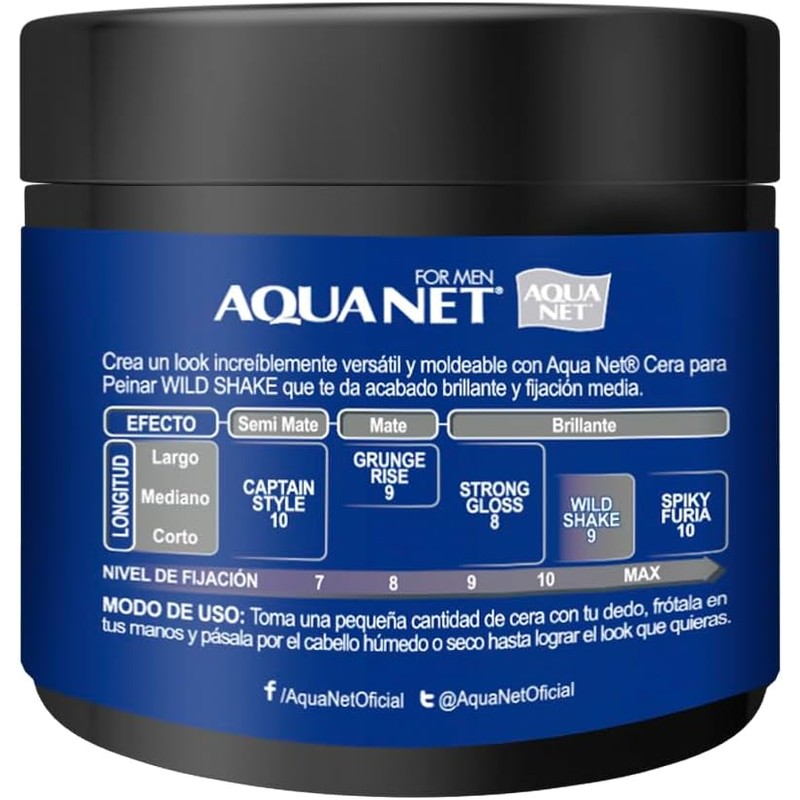 Aqua Net Cera para Peinar Wild, 90 g