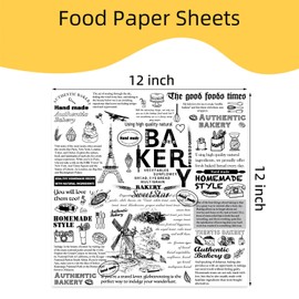12" x 12" Food Paper Sheets (100 Pack) - Premium Deli Paper Sheets - Greaseproof Liners for Food Boats - Pre Cut Sandwich Wrappers - Food Basket Sheets for Baking, BBQ, Picnic, Festival
