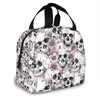 Hulnulnu Insulated Lunch Bag with Skull and Flowers Reusable Portable