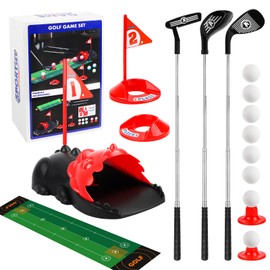 Yooyan Mini Golf Set Toy for Children, Golf Toy Set, with 3 Scalable Golf Clubs, 8 Balls and Putting Mat, Indoor and Outdoor Sports Toy, Mini Golf Play Set Children's Games Gift