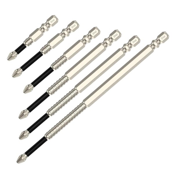 KEWAYO 6-Pack PH2 Screwdriver Bits - Premium Steel, Magnetic, Non-Slip,