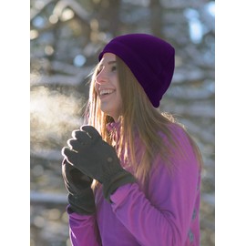 3 Pieces Winter Warm Skull Cap Soft Fleece Beanie Hat Thick Windproof Watch Cap Skiing Outdoor Warm Colored for Men Women(Black, Dark Red, Purple,One Size)