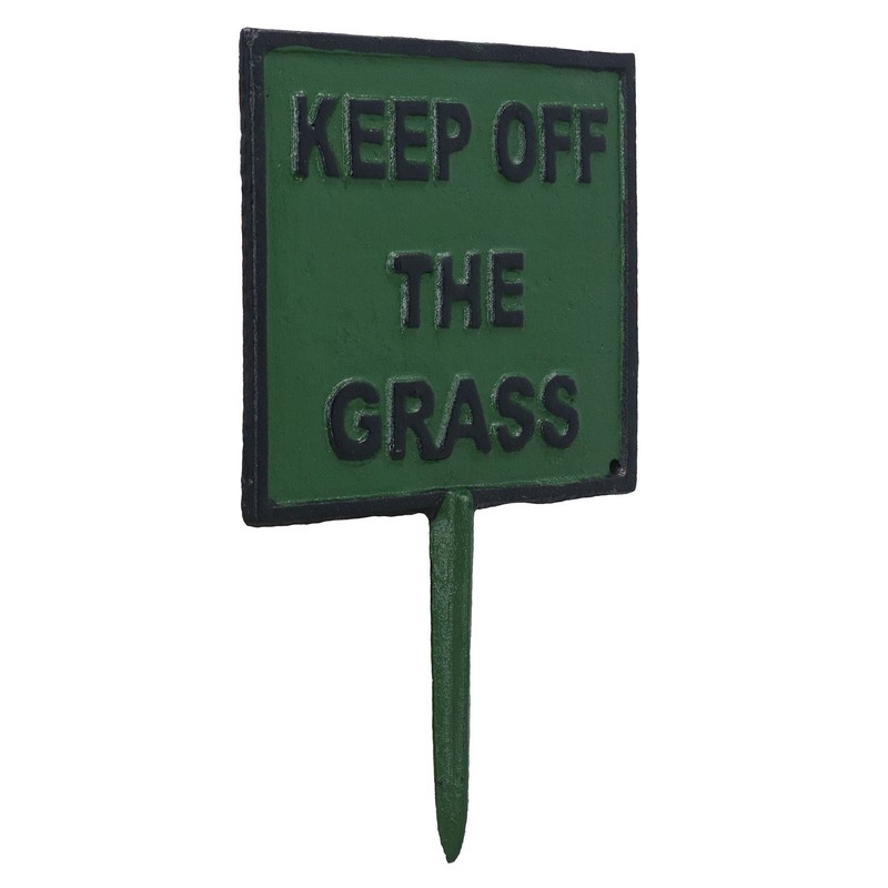 Keep off Grass Sign Cast Iron Sign Plaque Spike Stake