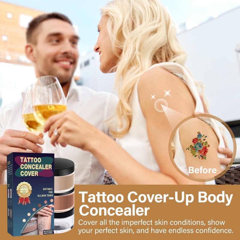 Tattoo Cover Up Makeup Waterproof, 2-Shade Professional Concealer Kit