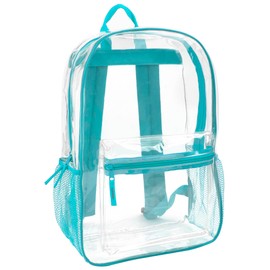 Clear Backpack Heavy Duty Transparent Bookbag for Kids, Boys, Girls, School, Travel, Stadium Approved (Turquoise)
