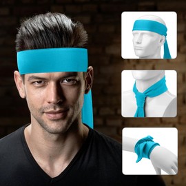 Head Ties Headband for Men Women, Adjustable Sports Sweatband Ninja Headband Karate Tie Back, Sweat Wicking Workout Head Band for Sports, Running, Tennis, Yoga, Soccer
