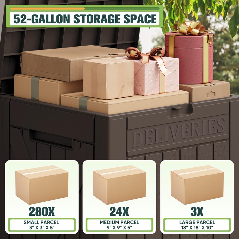 Greesum 52 Gallon Large Outdoor Package Delivery Box for Porch,