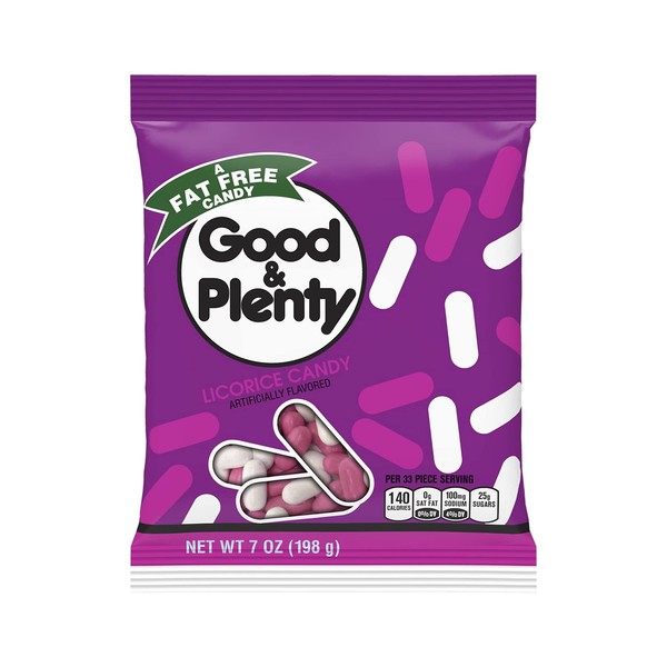GOOD & PLENTY Licorice Chewy Candy, Fat Free, 7 oz Bag