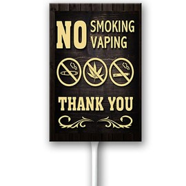 No Smoking No Thank You Sign Aluminium No Smoking Yard Sign Garden with Stakes Black Outdoor Lawn Yard Garden Decorations