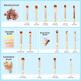 Jessup Makeup Brushes 15pcs Eye Brush Set for Eyeshadow, Eyeliner T137