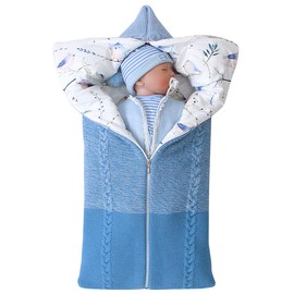 Winmany Colorful Newborn Baby Swaddle Blanket Wrap Infant Thick Knit Soft Warm Fleece Receiving Blanket Sleeping Bag Sack Stroller Wrap for 0-12 Month (Blue)