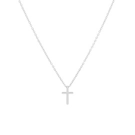 Fviswiak Gold Cross Necklace for Women 14K Gold Plated/Silver Layered Cross Necklace Dainty Tiny Sideway Gold Cross Pendant Choker Necklace Trendy Jewelry Gifts for Women (Silver - Tiny Cross)