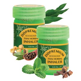 DDPremium Thai Herbal Inhaler with Menthol & Essential Oil - Natural Thai Inhaler for Enhanced Breathing, Promotes Clearer Nasal Yadom Refreshing Relief Pack of 2