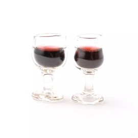 Unbranded Dollhouse Miniature Red Wine x2 Glasses of 1:6 Scale