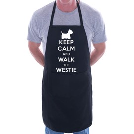 print4ucouk Keep Calm Walk The Westie Dog Lover BBQ Cooking Novelty Apron Black