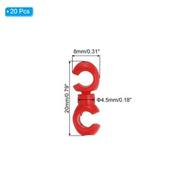 PATIKIL MTB Bike Brake Cable Clasp, 20pcs Rotatable Bicycle S-Hook Style Clip Cross Line Brake Gear Housing Cable Hose Guide for MTB Bicycle Road, Red