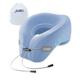 2025 Upgraded Neck Pillow Travel - Travel Pillow Airplane for Comfortable Sleep, Travel Pillow Perfect for Airplanes, Cars, Home Office, Gaming (Blue