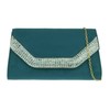 Girly Handbags Diamante Frame Clutch Bag, teal